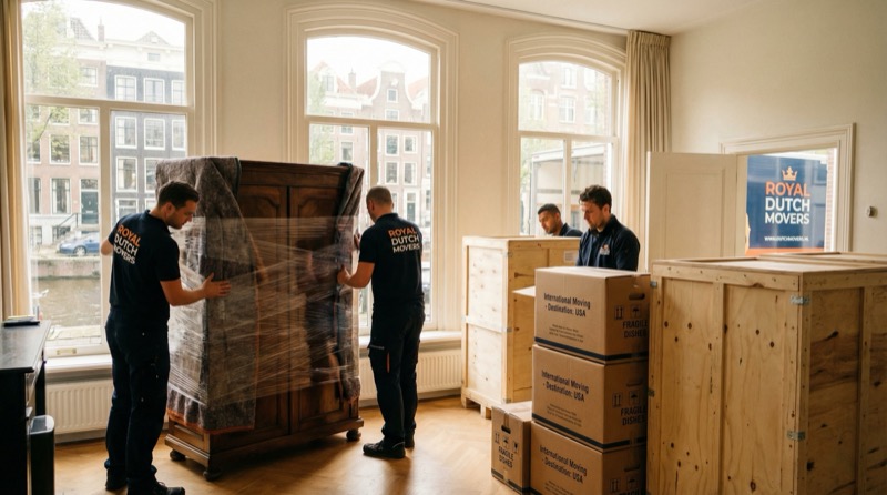 Internationaal verhuistransport onderweg